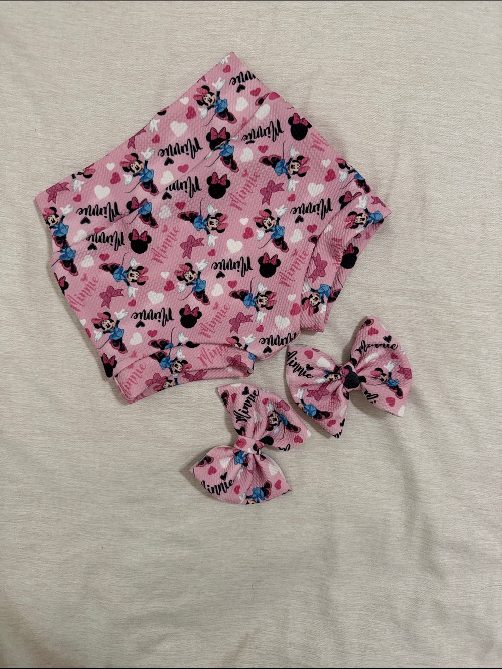Kids Pink Minnie Mouse Bow & Headband Set